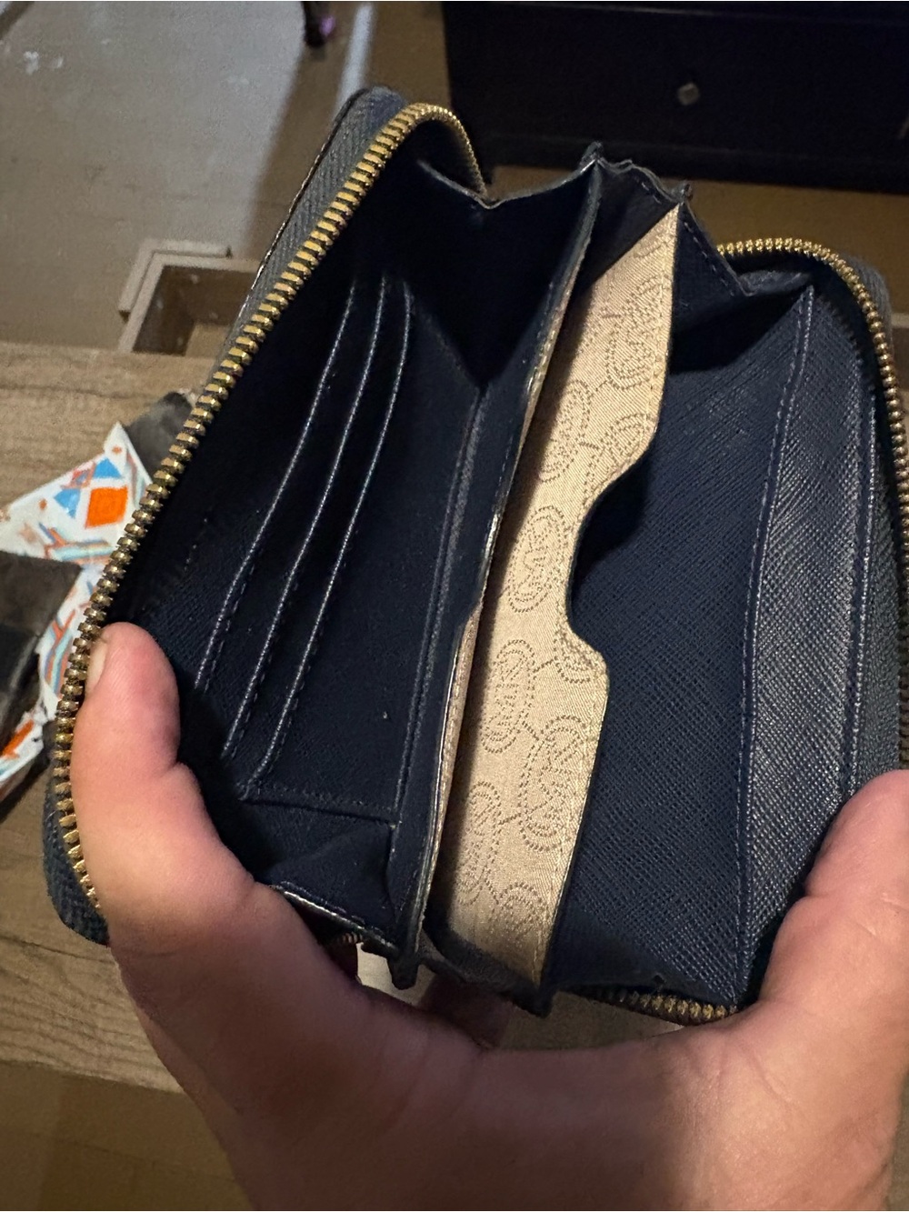 Michael Kors Navy and White Striped Wallet with Gold Plaque - Picture 5 of 6